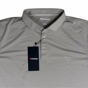 Birddogs Polo Mens XXL Grey Pencil Stripe Lightweight Performance Stretch NWT